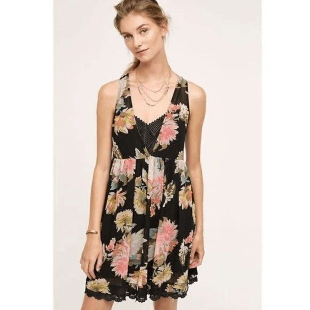 Anthropologie Maeve Violetta Floral Babydoll Slip Dress Women's Size Small
